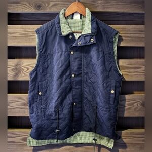 Riders Mark Equestrian Quilted Vest Navy Womens L Softshell Lined Cinch Waist